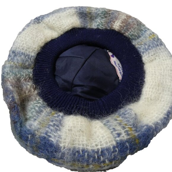 Highland Home Industries Mohair & Wool Beret Unisex Cap Gray Blue Scottish Hat - Picture 8 of 9